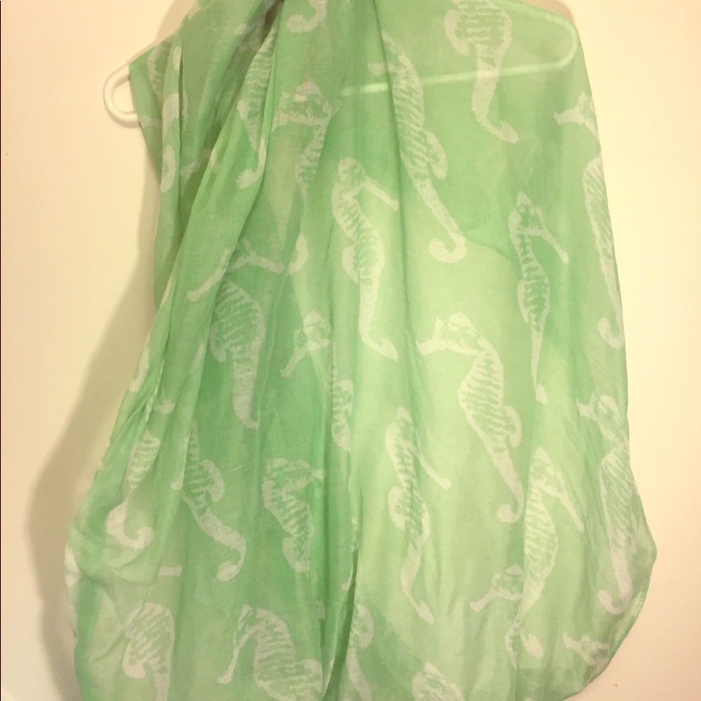 Sea foam green, sea horse circle scarf!
